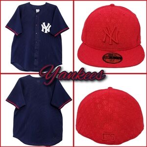 New Era Yankees Monogram Fitted & Majestic Yankees Jersey XL